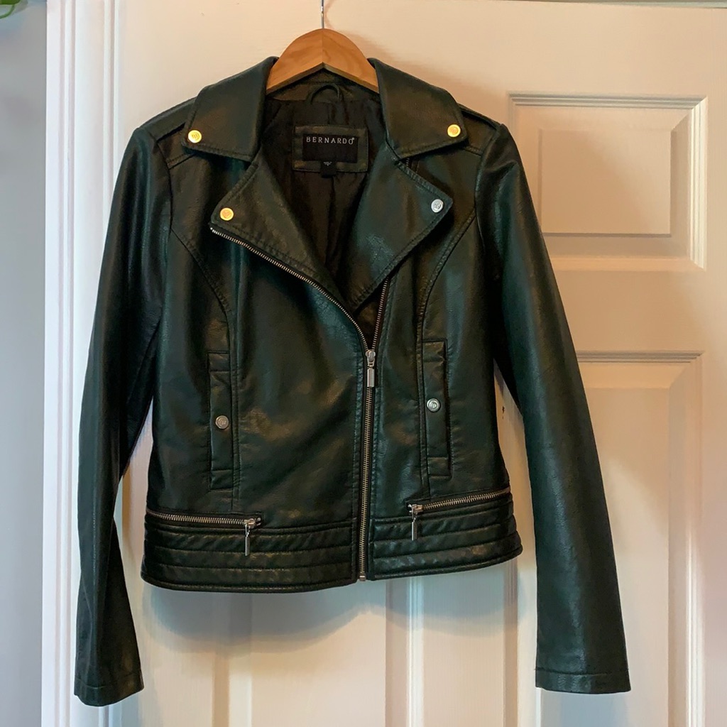 Bernardo Vegan Leather Moto Jacket, Sz S, Nwot Dark Green